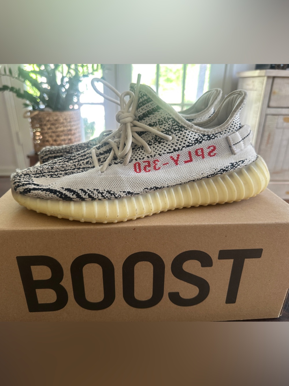 Yeezy Boost 350 V2 Zebra White Black with Red Accent